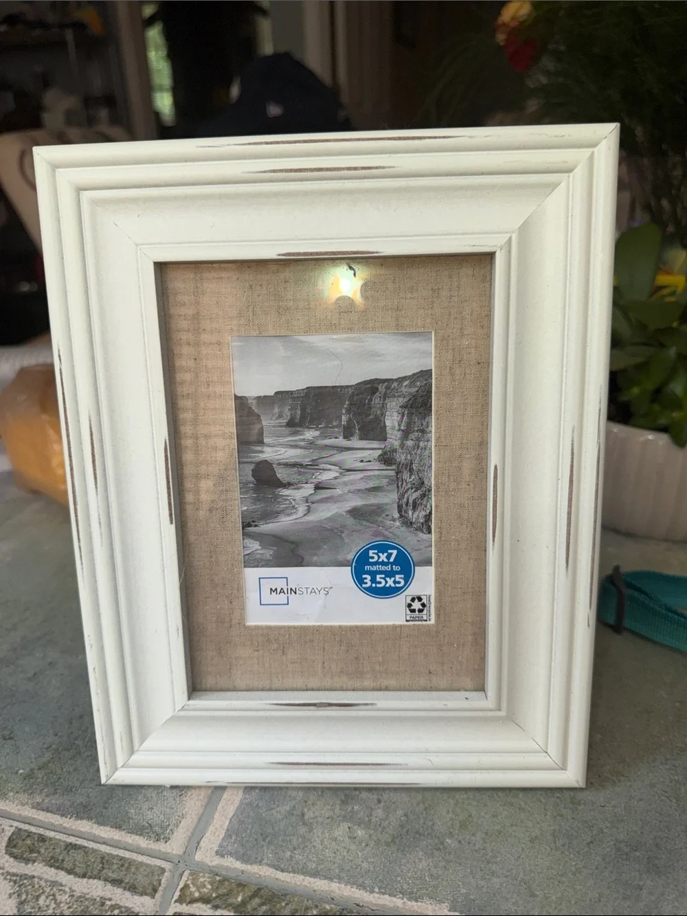 Mainstays Distressed White Frame with Burlap Mat
